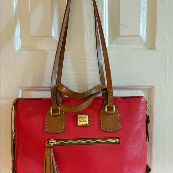 Dooney & Bourke Red and Tan Shoulder Bag - Picture 2 of 13